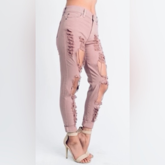 Woman’s Silver Crush Rose Ripped Distressed Skinny Cotton Jeans Pants NWOT Sz 1 - Picture 4 of 14